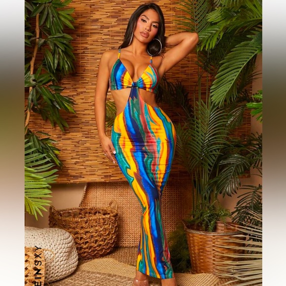 SHEIN Dresses & Skirts - SXY Summer Front Knotted High Slit Floral Cami Dress